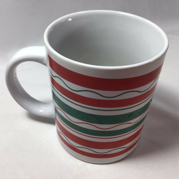 Red Green Striped Christmas Mug MSRF Design Studio 10 Oz Holiday Mug - Picture 4 of 5